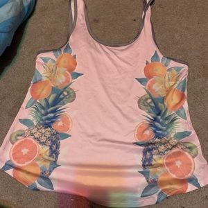 Light pink tank top with fruit